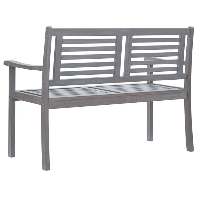 Banc De Jardin 2 Places Avec Coussin 120 Cm Gris Eucalyptus 2 – Image 4