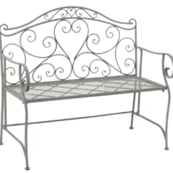 Banc De Jardin 2 Places Métal Gris Jon L 103.5 Cm