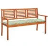 Banc De Jardin 3 Places Avec Coussin 150 Cm Bois D'eucalyptus 5
