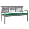 Banc De Jardin 3 Places Avec Coussin 150 Cm Gris Eucalyptus 3