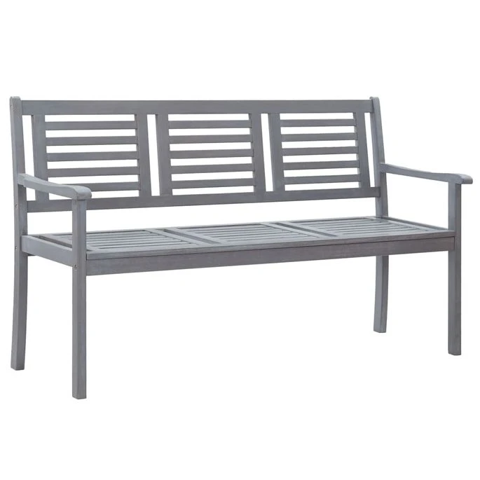 Banc De Jardin 3 Places Avec Coussin 150 Cm Gris Eucalyptus 3 – Image 2