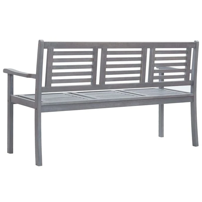 Banc De Jardin 3 Places Avec Coussin 150 Cm Gris Eucalyptus 3 – Image 4
