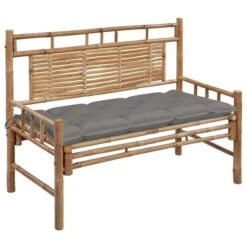 Banc De Jardin Avec Coussin 120 Cm Bambou 21