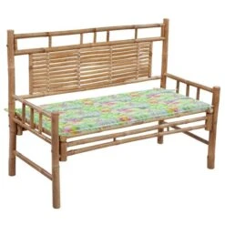 Banc De Jardin Avec Coussin 120 Cm Bambou 17