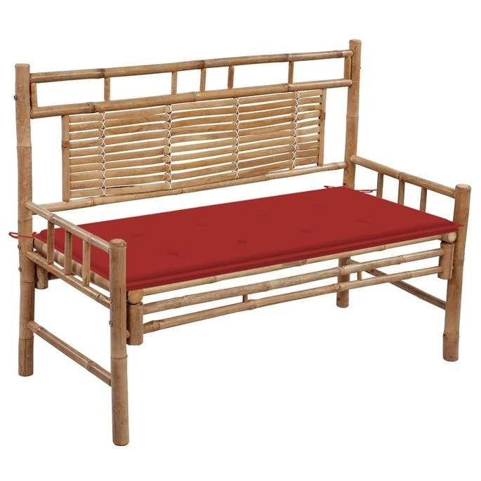 Banc De Jardin Avec Coussin 120 Cm Bambou 12