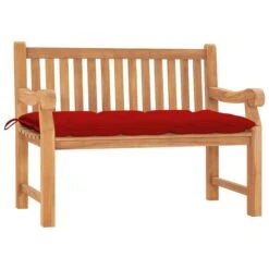 Banc De Jardin Avec Coussin 120 Cm Bois De Teck Massif 7