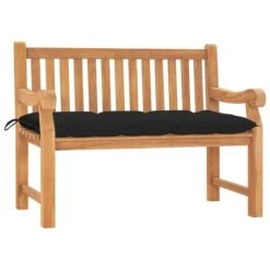 Banc De Jardin Avec Coussin 120 Cm Bois De Teck Massif 2