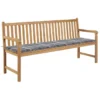 Banc De Jardin Avec Coussin à Carreaux Gris 175 Cm Teck Massif