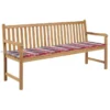 Banc De Jardin Avec Coussin à Carreaux Rouge 175 Cm Teck Massif
