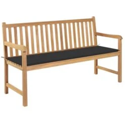 Banc De Jardin Avec Coussin Anthracite 150 Cm Teck Massif 2