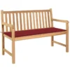 Banc De Jardin Avec Coussin Bordeaux 120 Cm Bois De Teck Massif 2