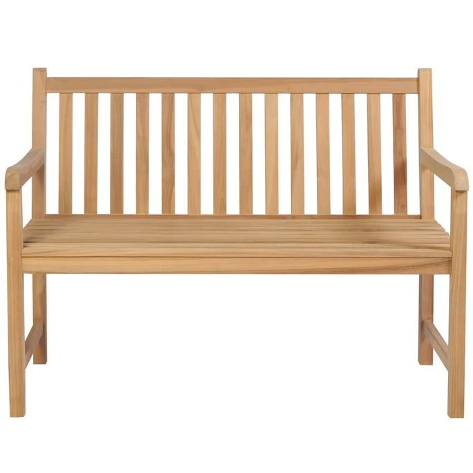 Banc De Jardin Avec Coussin Bordeaux 120 Cm Bois De Teck Massif 2 – Image 3