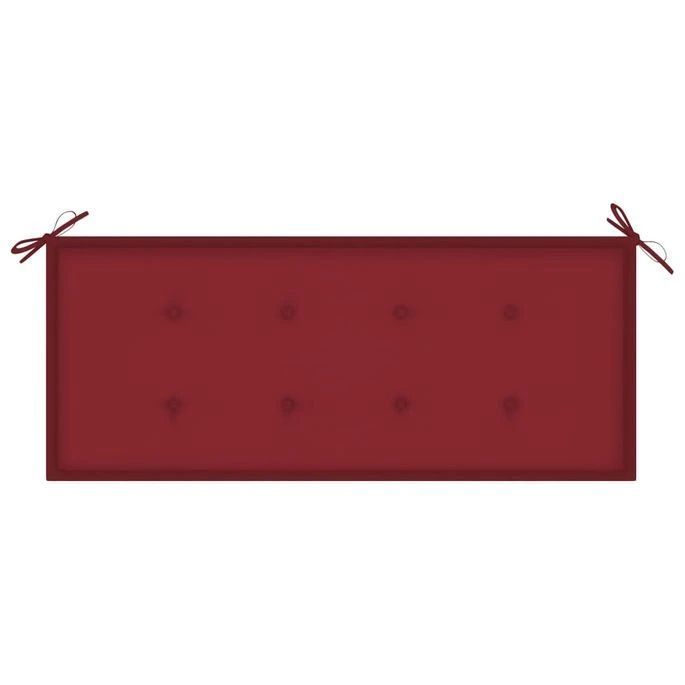 Banc De Jardin Avec Coussin Bordeaux 120 Cm Bois De Teck Massif 2 – Image 6