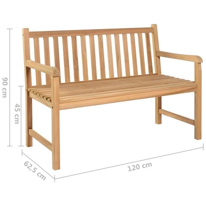 Banc De Jardin Avec Coussin Bordeaux 120 Cm Bois De Teck Massif 2 – Image 8
