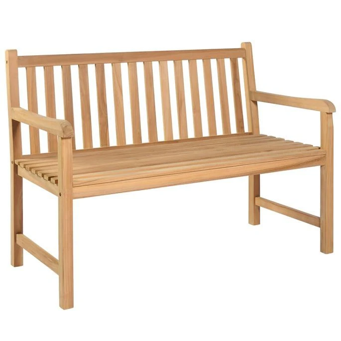 Banc De Jardin Avec Coussin Noir 120 Cm Bois De Teck Massif 6 – Image 2
