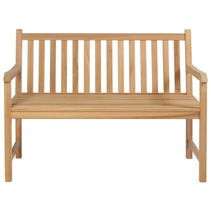Banc De Jardin Avec Coussin Noir 120 Cm Bois De Teck Massif 6 – Image 3