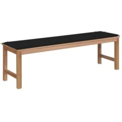 Banc De Jardin Avec Coussin Noir 150 Cm Bois De Teck Massif