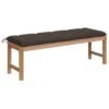 Banc De Jardin Avec Coussin Taupe 150 Cm Teck Massif