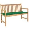 Banc De Jardin Avec Coussin Vert 120 Cm Bois De Teck Massif 3