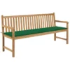 Banc De Jardin Avec Coussin Vert 175 Cm Bois De Teck Massif