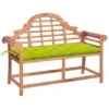 Banc De Jardin Avec Coussin Vert Vif 120 Cm Bois De Teck Massif 4