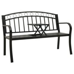 Banc De Jardin Avec Une Table 125 Cm Acier Noir