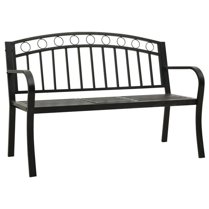 Banc De Jardin Avec Une Table 125 Cm Acier Noir – Image 2