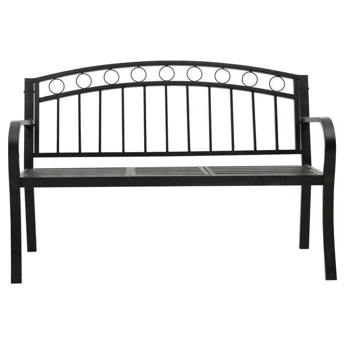 Banc De Jardin Avec Une Table 125 Cm Acier Noir – Image 3