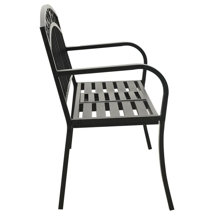 Banc De Jardin Avec Une Table 125 Cm Acier Noir – Image 4