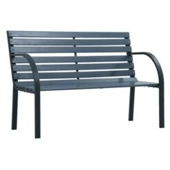 Banc De Jardin Bois Massif Gris Et Pieds Métal Noir Deepa