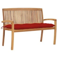 Banc De Jardin Empilable Et Coussin 128,5cm Bois De Teck Massif 11