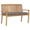 Banc De Jardin Empilable Et Coussin 128,5cm Bois De Teck Massif 22
