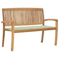 Banc De Jardin Empilable Et Coussin 128,5cm Bois De Teck Massif 7