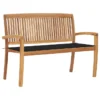 Banc De Jardin Empilable Et Coussin 128,5cm Bois De Teck Massif 18