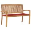 Banc De Jardin Empilable Et Coussin 128,5cm Bois De Teck Massif 13