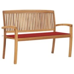 Banc De Jardin Empilable Et Coussin 128,5cm Bois De Teck Massif 13