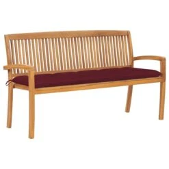 Banc De Jardin Empilable Et Coussin 159 Cm Bois De Teck Massif 26