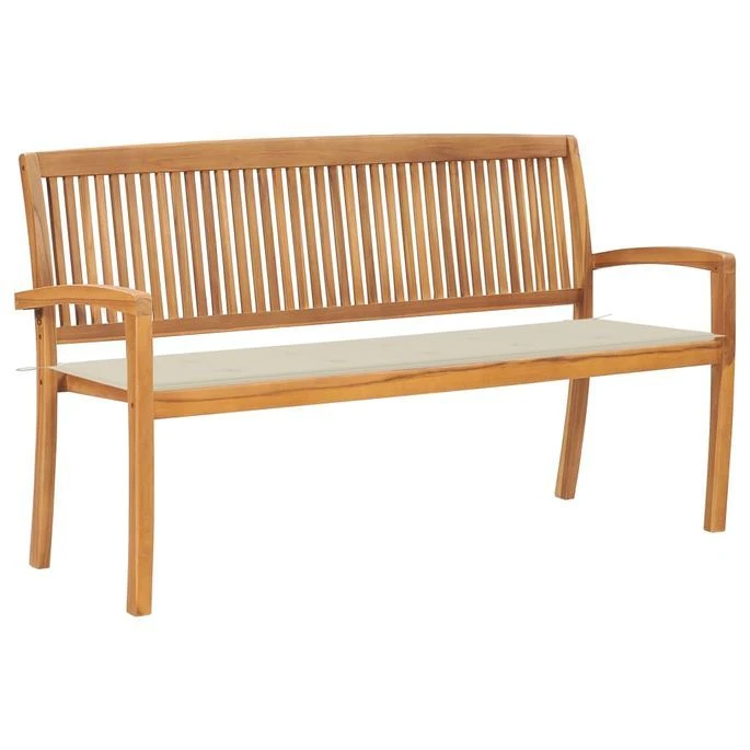 Banc De Jardin Empilable Et Coussin 159 Cm Bois De Teck Massif 14