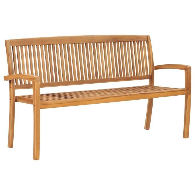 Banc De Jardin Empilable Et Coussin 159 Cm Bois De Teck Massif 14 – Image 2