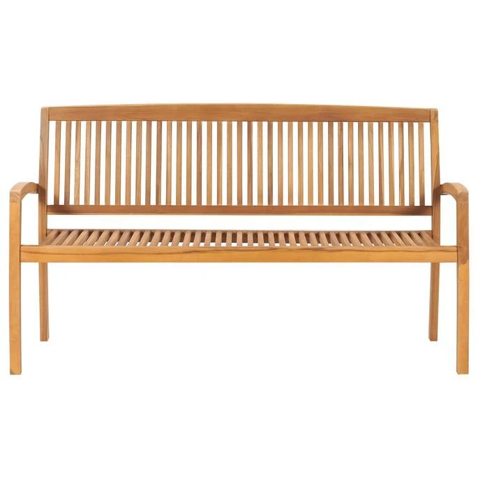 Banc De Jardin Empilable Et Coussin 159 Cm Bois De Teck Massif 14 – Image 3