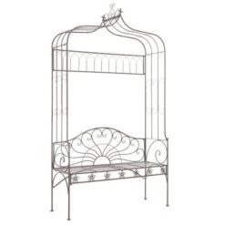 Banc De Jardin Métal Forgé Marron Antique Vakka 122 Cm
