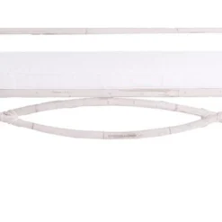 Banc De Jardin Rotin Et Assise Tissu Blanc Sisal