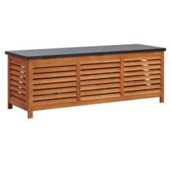 Banc De Rangement Métal Et Eucalyptus Massif Clair Amty 150 Cm