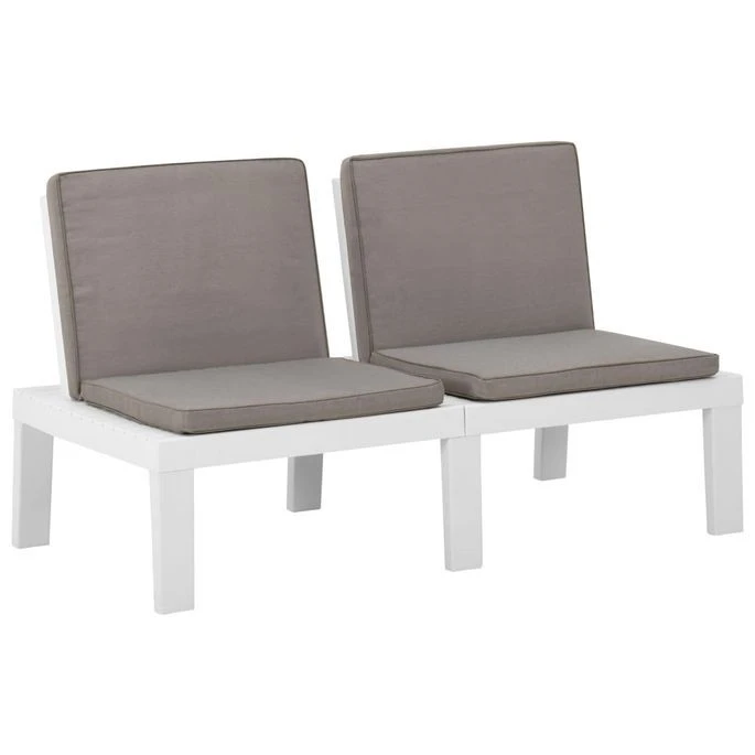 Bancs De Salon De Jardin Avec Coussins 2 Pcs Plastique Blanc – Image 4