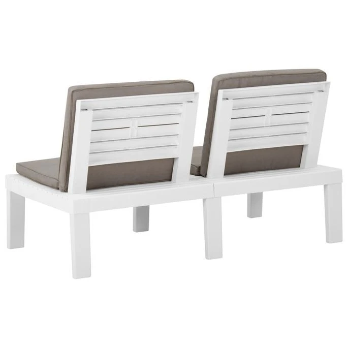 Bancs De Salon De Jardin Avec Coussins 2 Pcs Plastique Blanc – Image 7