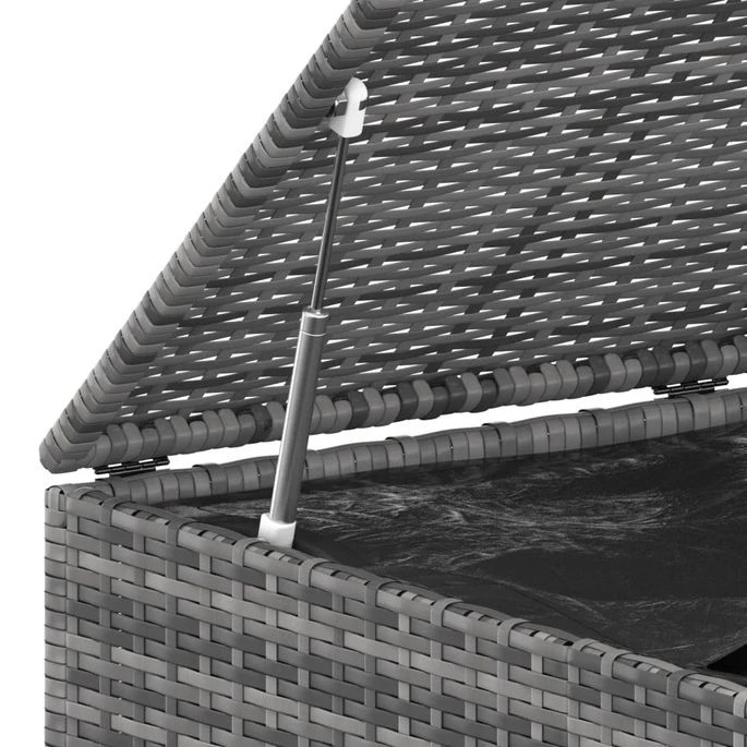 Boîte à Coussins De Jardin Résine Tressée 145x100x103 Cm Gris – Image 4