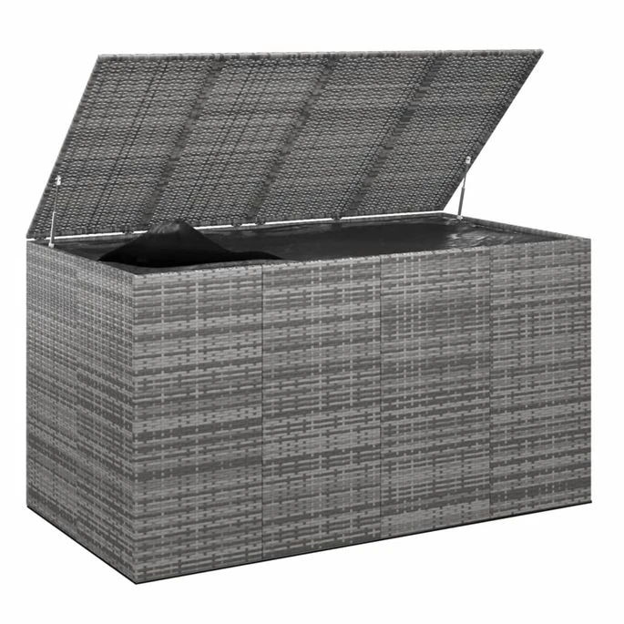 Boîte à Coussins De Jardin Résine Tressée 194x100x103 Cm Gris – Image 3