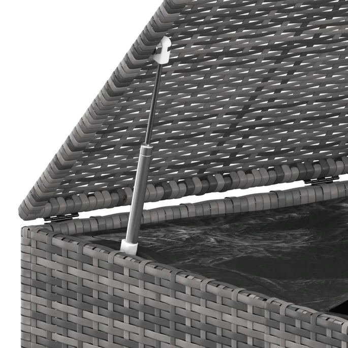 Boîte à Coussins De Jardin Résine Tressée 194x100x103 Cm Gris – Image 4