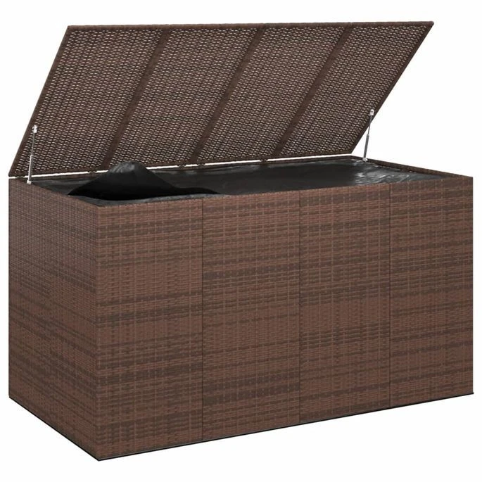 Boîte à Coussins De Jardin Résine Tressée 194x100x103 Cm Marron – Image 3