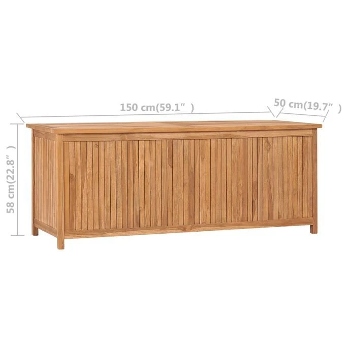 Boîte De Rangement De Jardin 150x50x58 Cm Bois De Teck Solide – Image 8